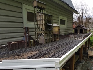 Ken built this storage yard just around the corner from the previous picture. This gives all the vistors a space to set up their locomotives.