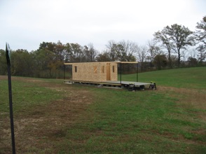 November 4.  Friday.  We head out to the Bluestone Southern where Andy is working on his Caboose Gazebo.