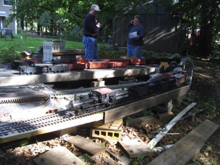 September 17.  Our train leaves the yard while as Todd and Jon are busy building their train. 