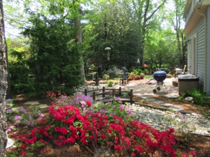 May 4.  A very distant shot of the layout, but it is pretty when the azaleas are in bloom.