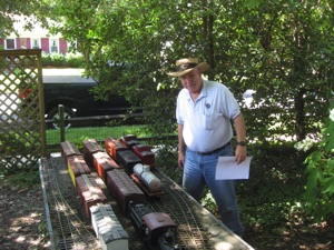 May 29.  Jim Stapleton comes over for an operations session.   He's at Green Springs Yard, ready to build Train #1.